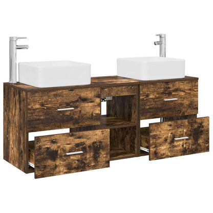 Badkamerkastenset 3 st Gerookt eiken 49,5 x 41 x 63 cm