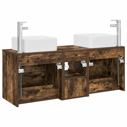 Badkamerkastenset 3 st Gerookt eiken 49,5 x 41 x 63 cm