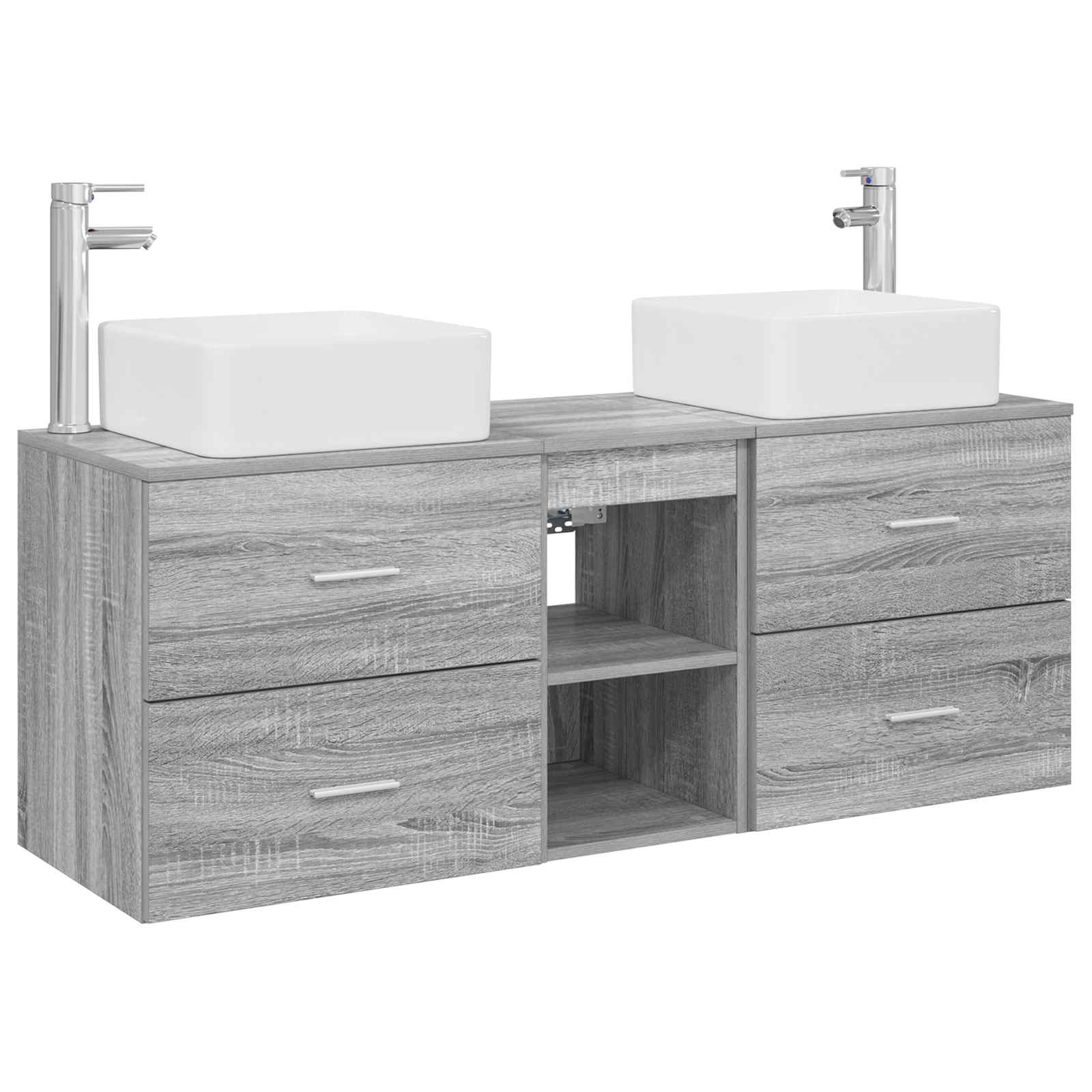Badkamerkastenset 3 st Grijs Sonoma 49,5 x 41 x 63 cm