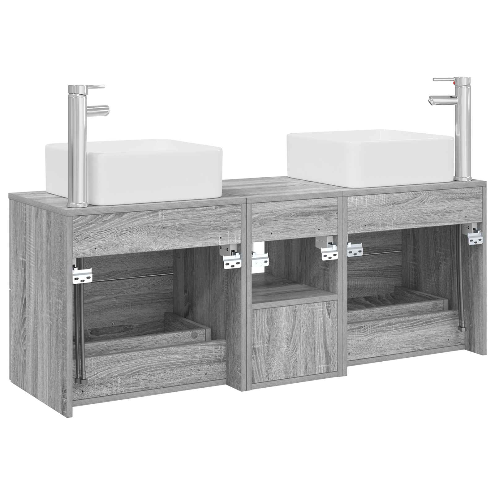 Badkamerkastenset 3 st Grijs Sonoma 49,5 x 41 x 63 cm