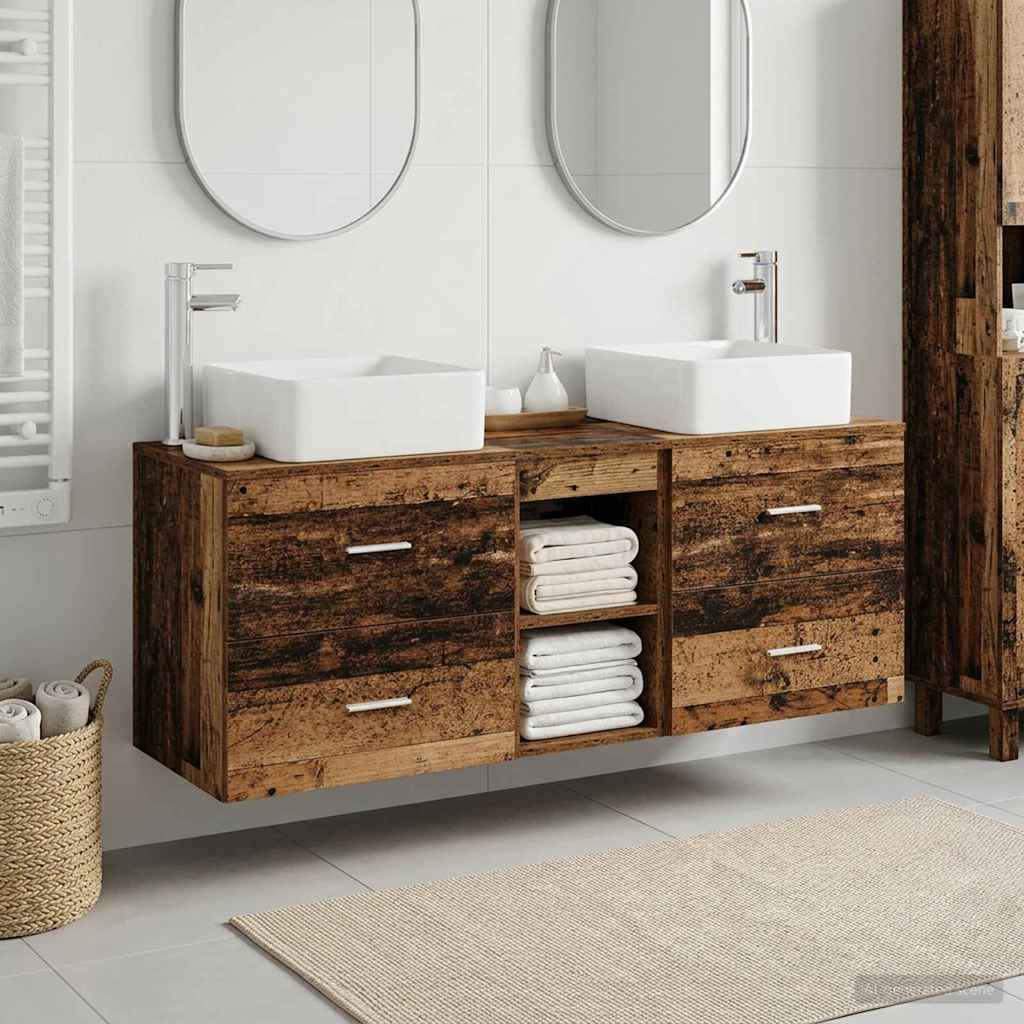 Badkamerkastenset 3 st Oud hout 49,5 x 41 x 63 cm Bewerkt hout