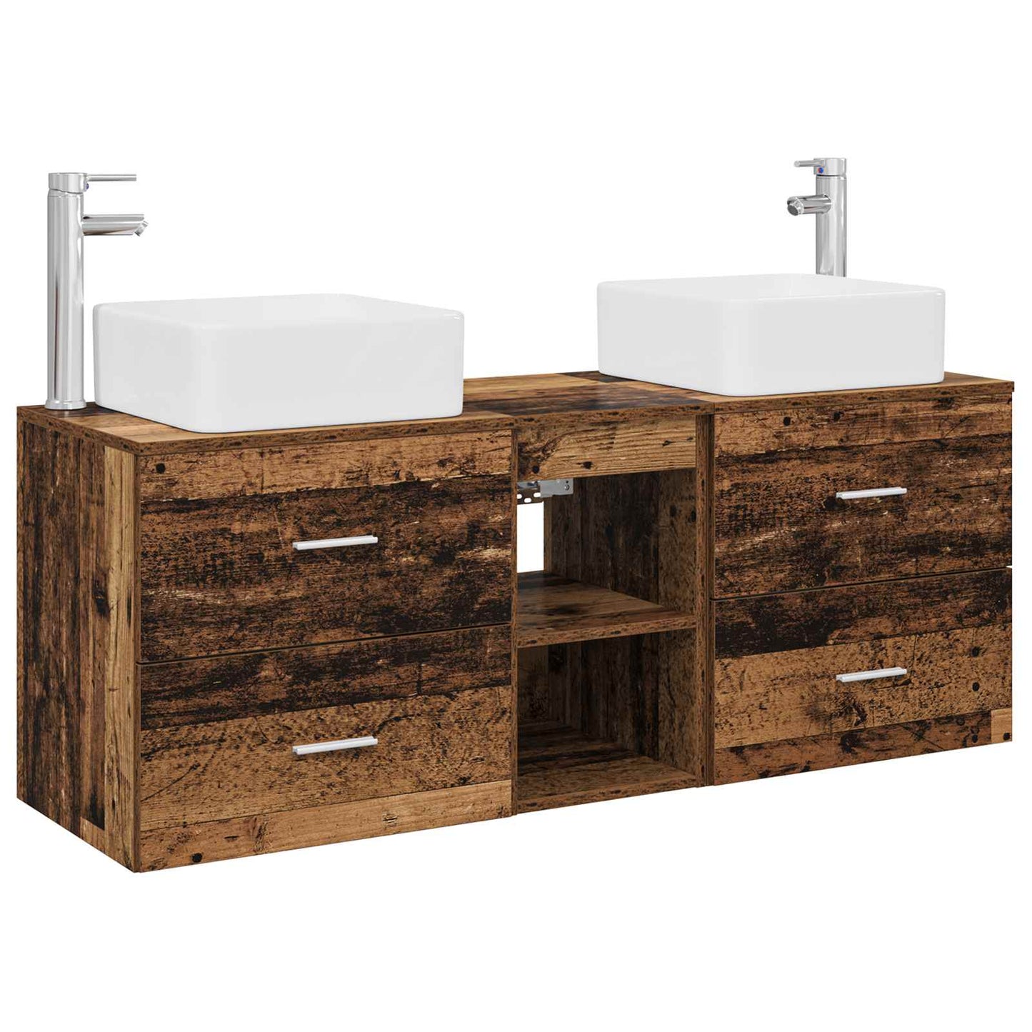 Badkamerkastenset 3 st Oud hout 49,5 x 41 x 63 cm Bewerkt hout