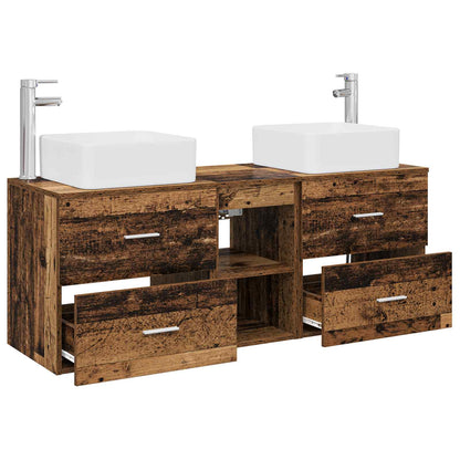 Badkamerkastenset 3 st Oud hout 49,5 x 41 x 63 cm Bewerkt hout