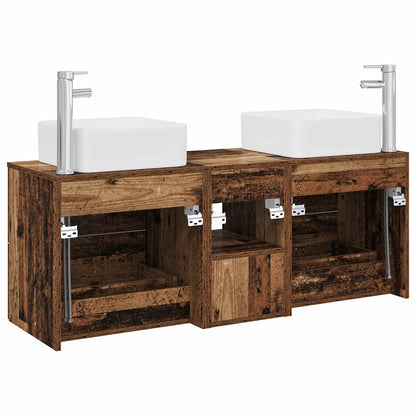 Badkamerkastenset 3 st Oud hout 49,5 x 41 x 63 cm Bewerkt hout