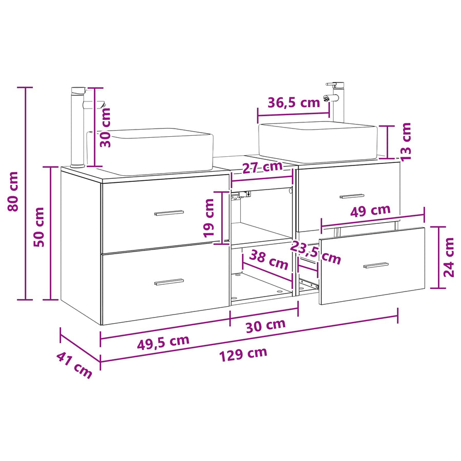 Badkamerkastenset 3 st Oud hout 49,5 x 41 x 63 cm Bewerkt hout