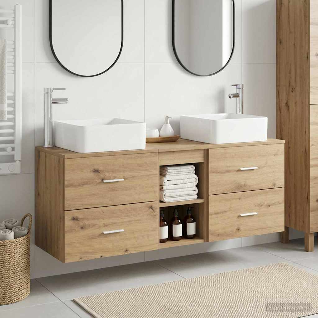 Badkamerkastenset 3 st Artisanaal eiken 49,5 x 41 x 63 cm