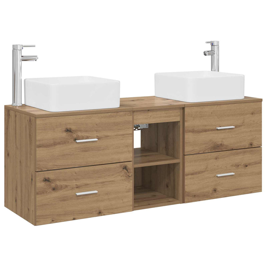 Badkamerkastenset 3 st Artisanaal eiken 49,5 x 41 x 63 cm