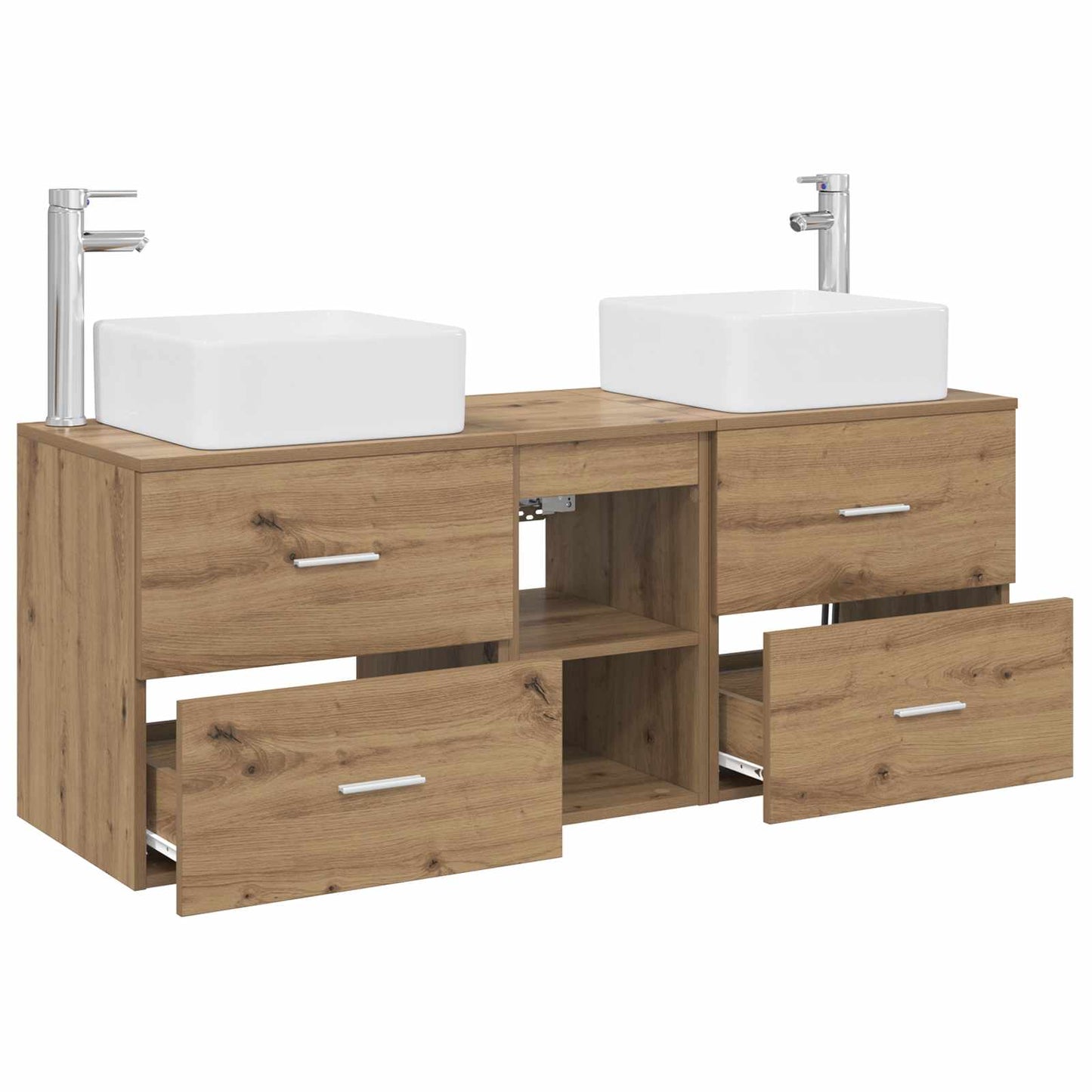 Badkamerkastenset 3 st Artisanaal eiken 49,5 x 41 x 63 cm