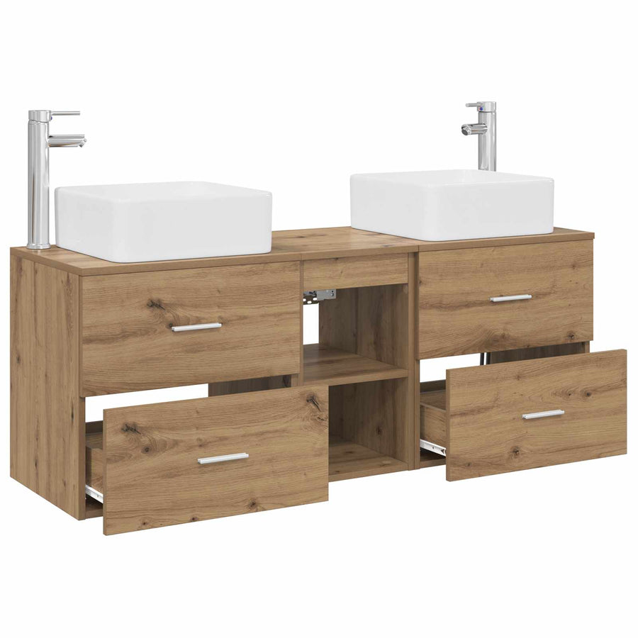 Badkamerkastenset 3 st Artisanaal eiken 49,5 x 41 x 63 cm