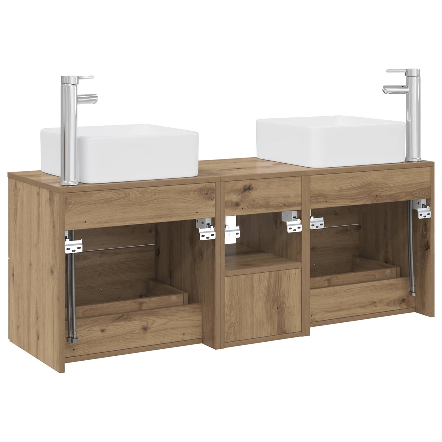 Badkamerkastenset 3 st Artisanaal eiken 49,5 x 41 x 63 cm
