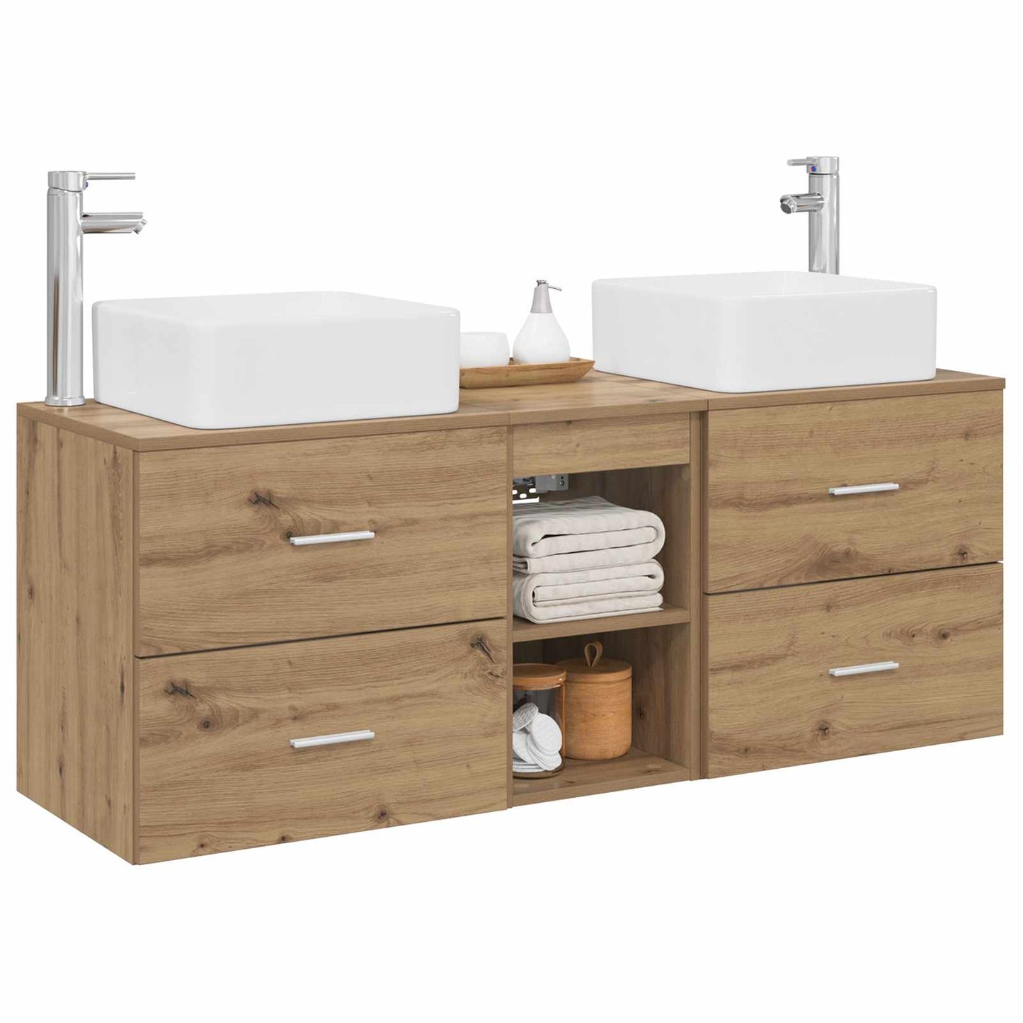 Badkamerkastenset 3 st Artisanaal eiken 49,5 x 41 x 63 cm