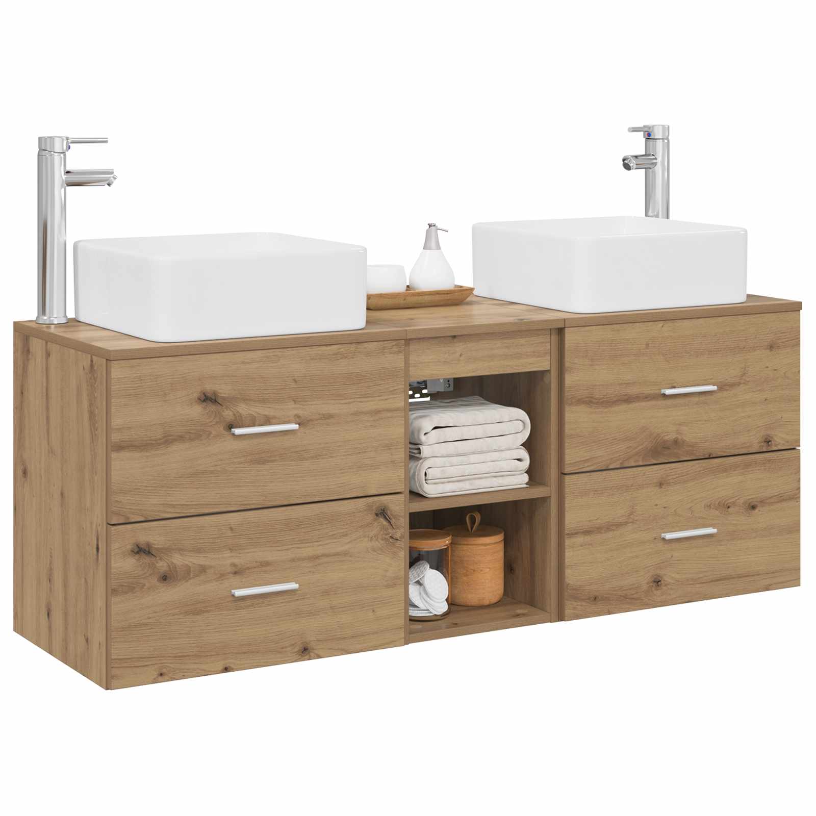 Badkamerkastenset 3 st Artisanaal eiken 49,5 x 41 x 63 cm
