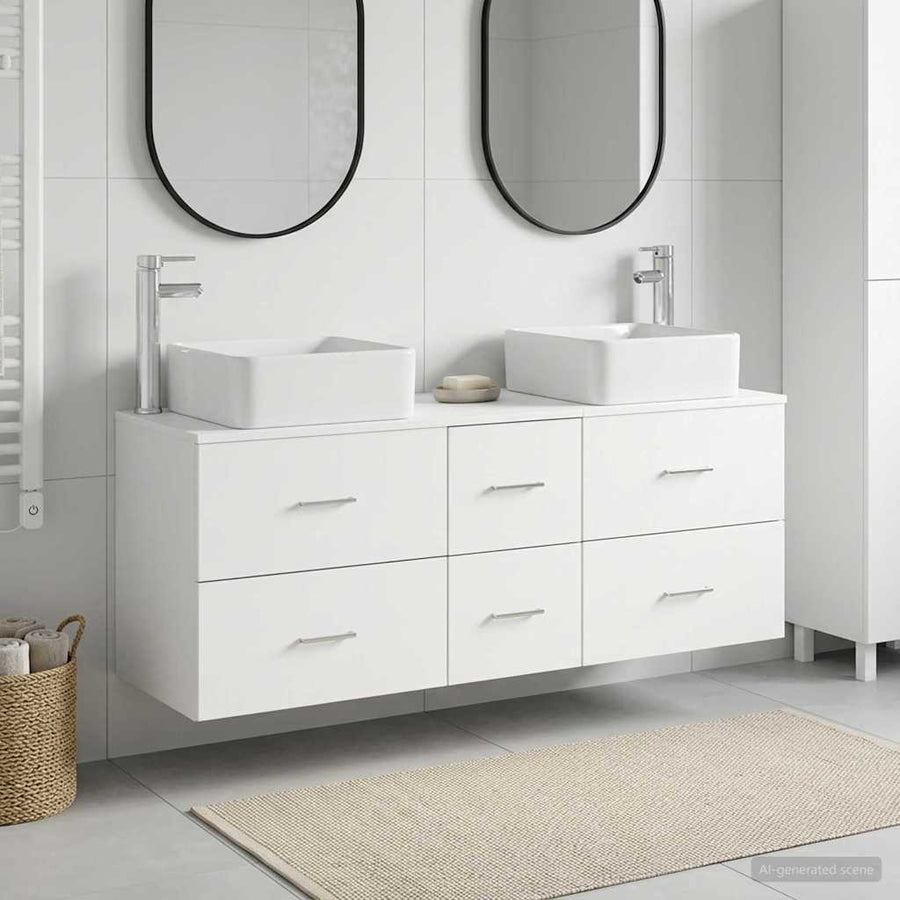 Badkamerkastenset 3 st Wit 49,5 x 41 x 63 cm Bewerkt hout