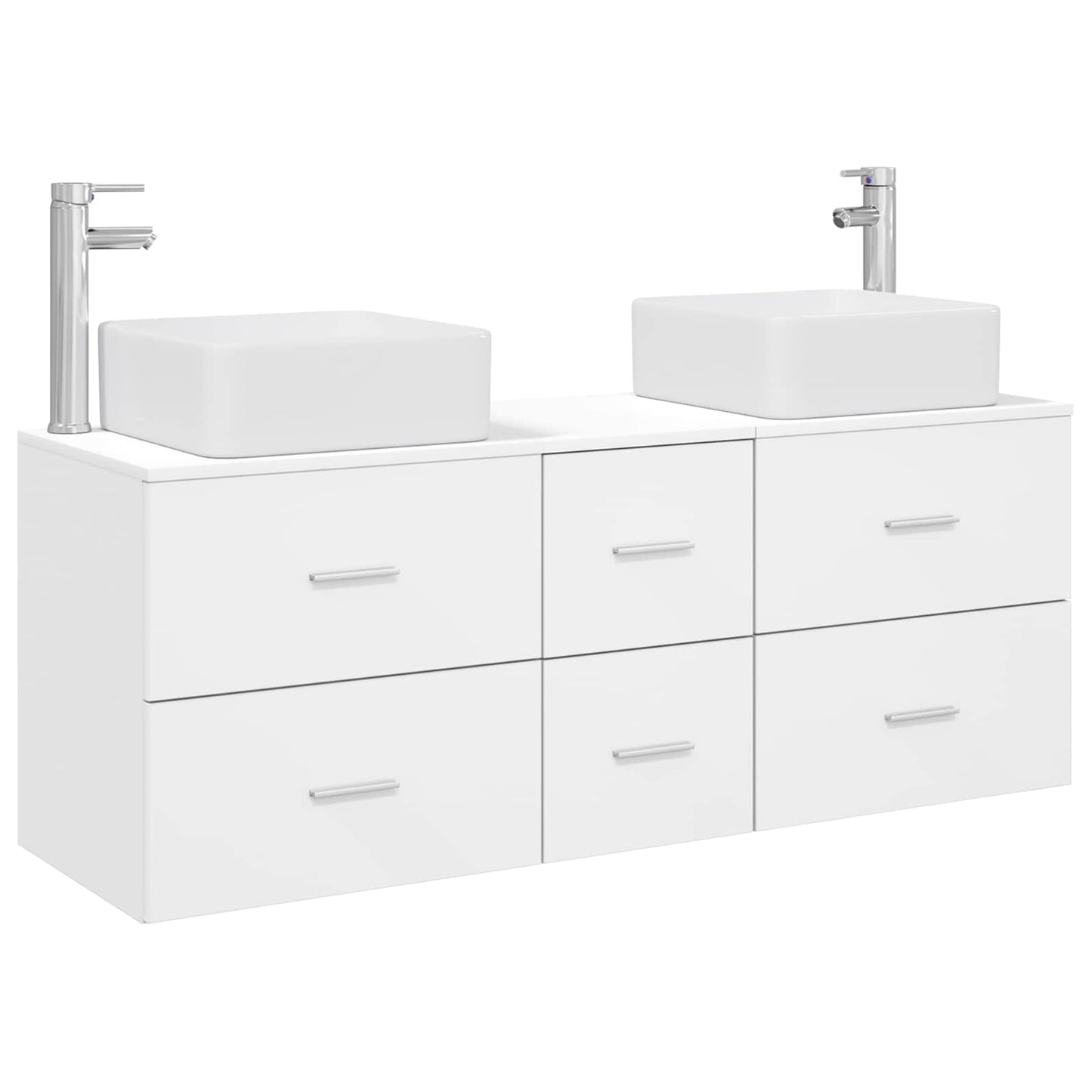 Badkamerkastenset 3 st Wit 49,5 x 41 x 63 cm Bewerkt hout