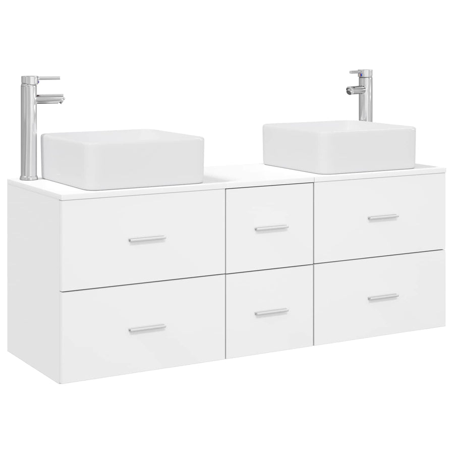 Badkamerkastenset 3 st Wit 49,5 x 41 x 63 cm Bewerkt hout