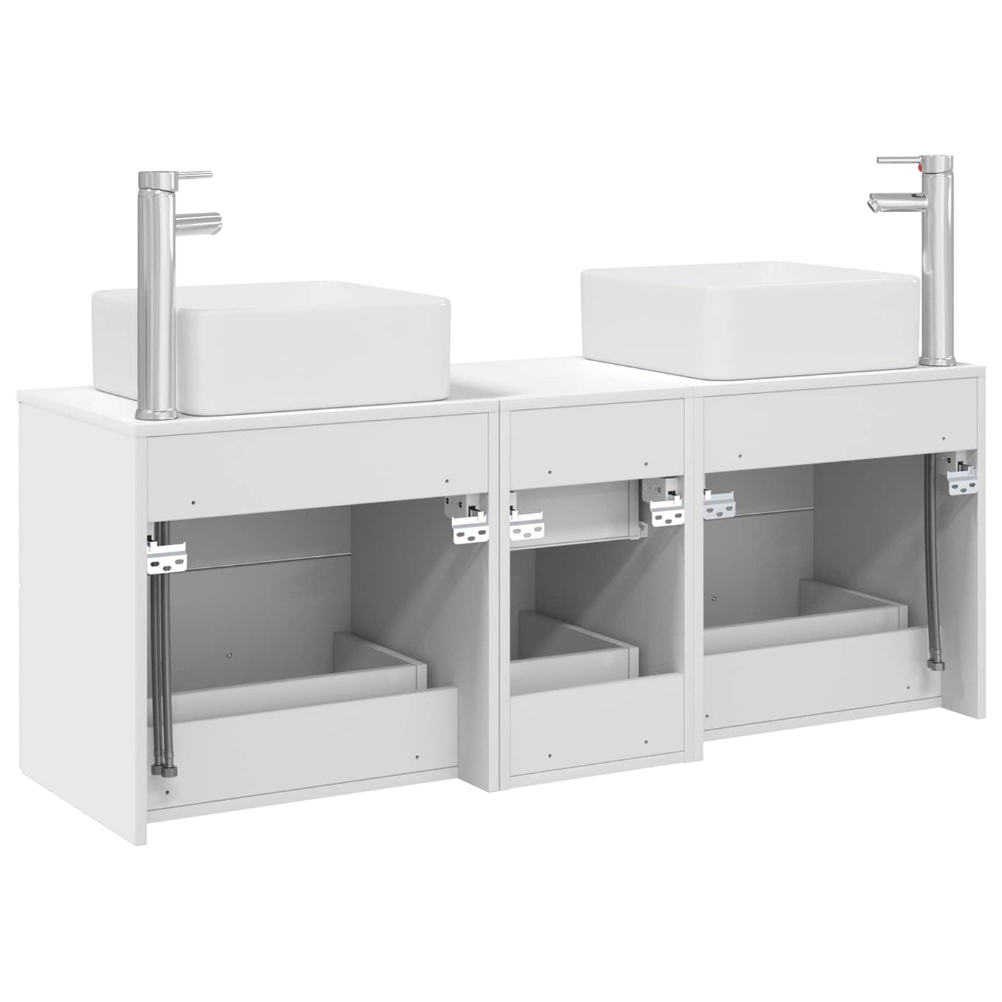 Badkamerkastenset 3 st Wit 49,5 x 41 x 63 cm Bewerkt hout