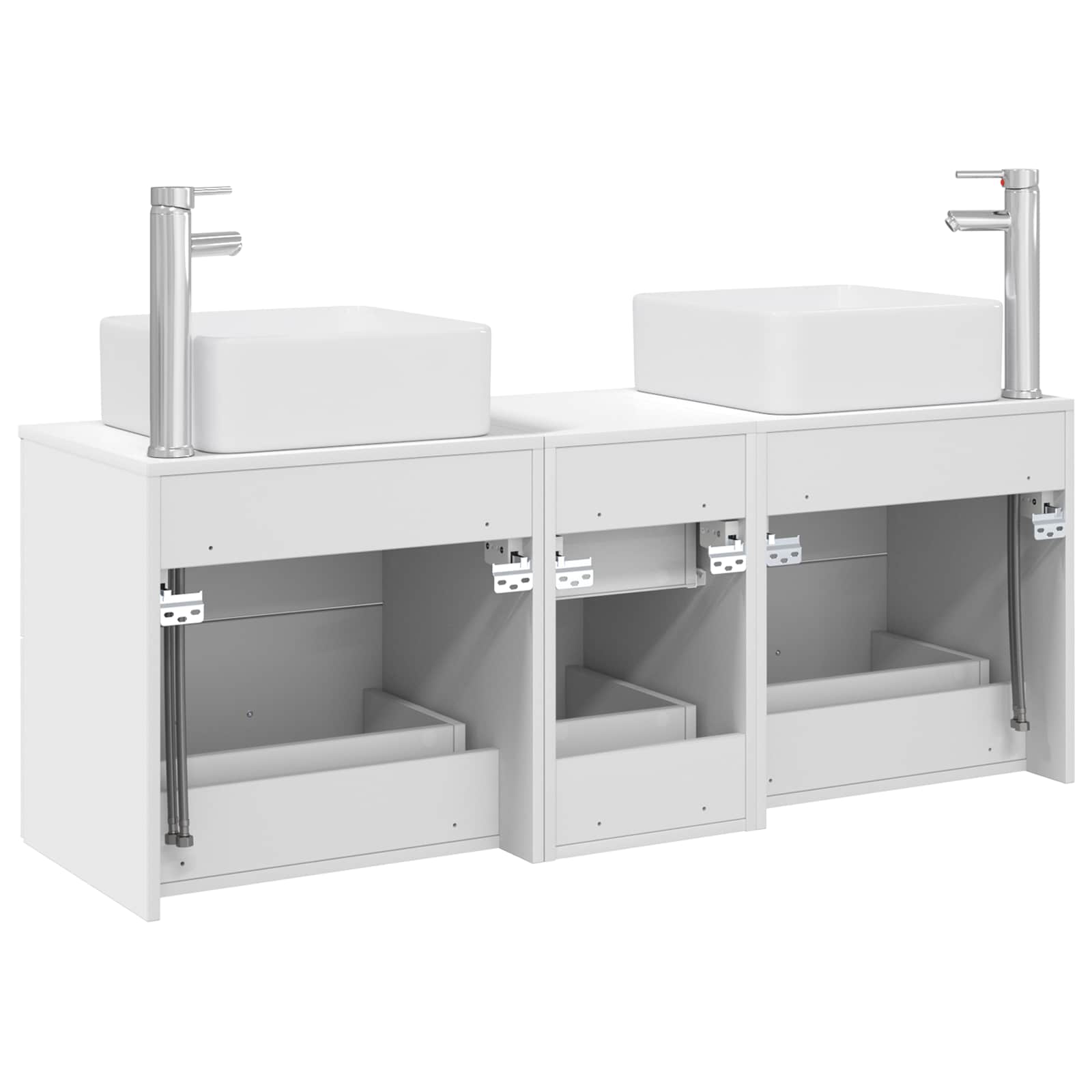 Badkamerkastenset 3 st Wit 49,5 x 41 x 63 cm Bewerkt hout
