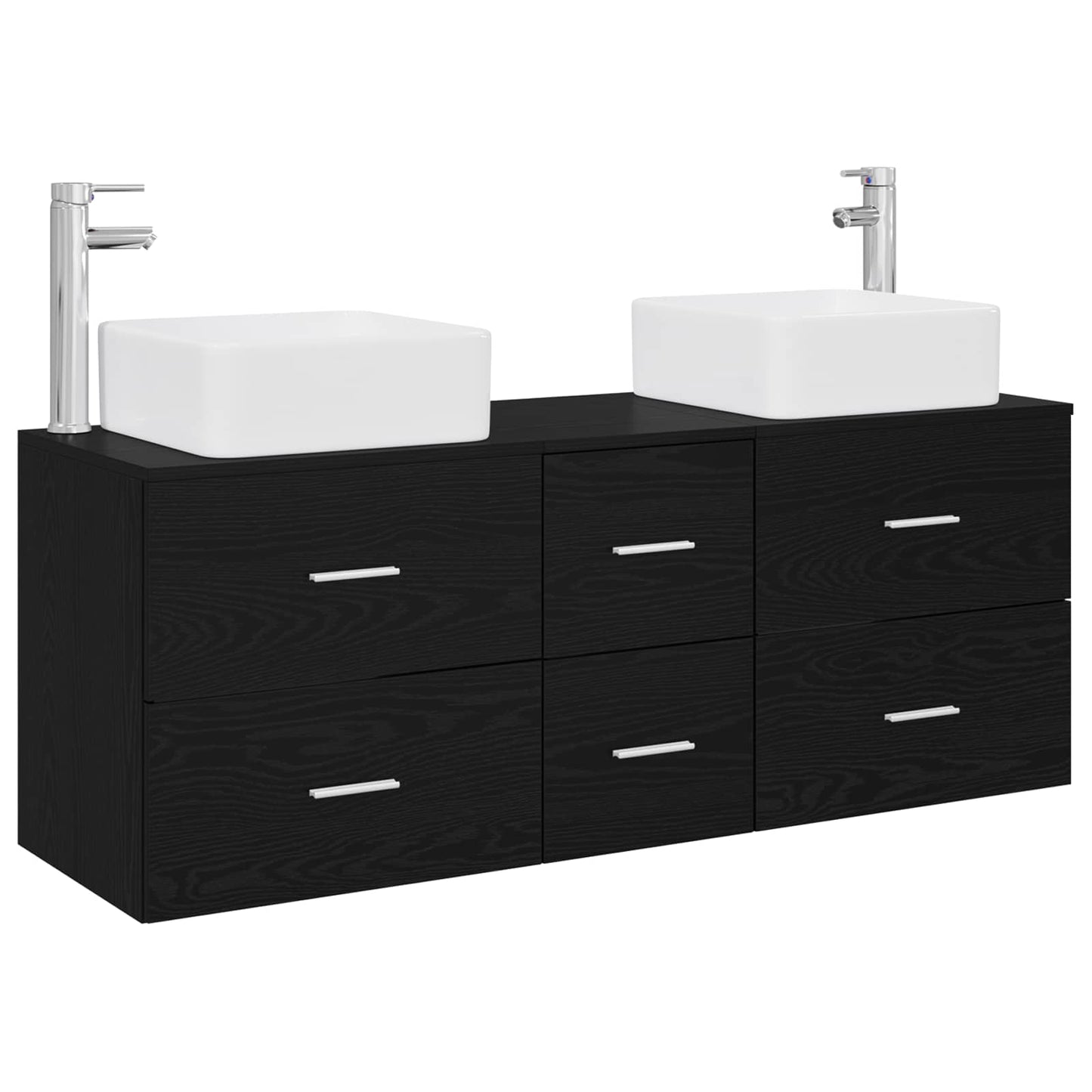 Badkamerkastenset 3 st Zwart 49,5 x 41 x 63 cm Bewerkt hout