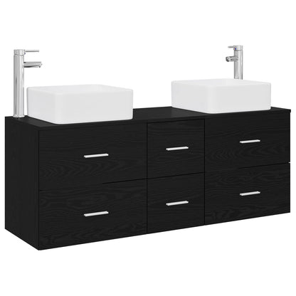 Badkamerkastenset 3 st Zwart 49,5 x 41 x 63 cm Bewerkt hout