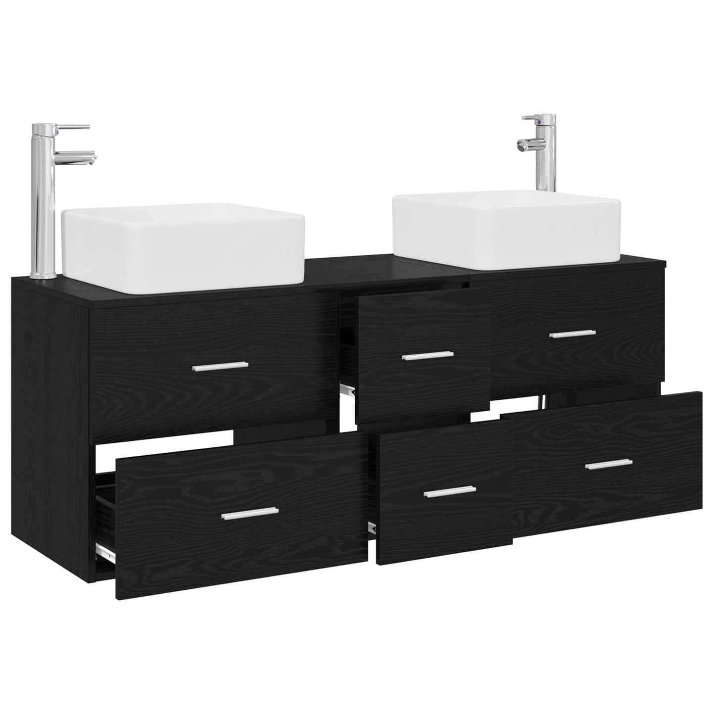 Badkamerkastenset 3 st Zwart 49,5 x 41 x 63 cm Bewerkt hout