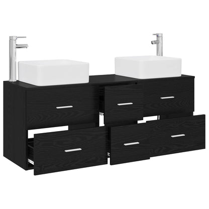 Badkamerkastenset 3 st Zwart 49,5 x 41 x 63 cm Bewerkt hout