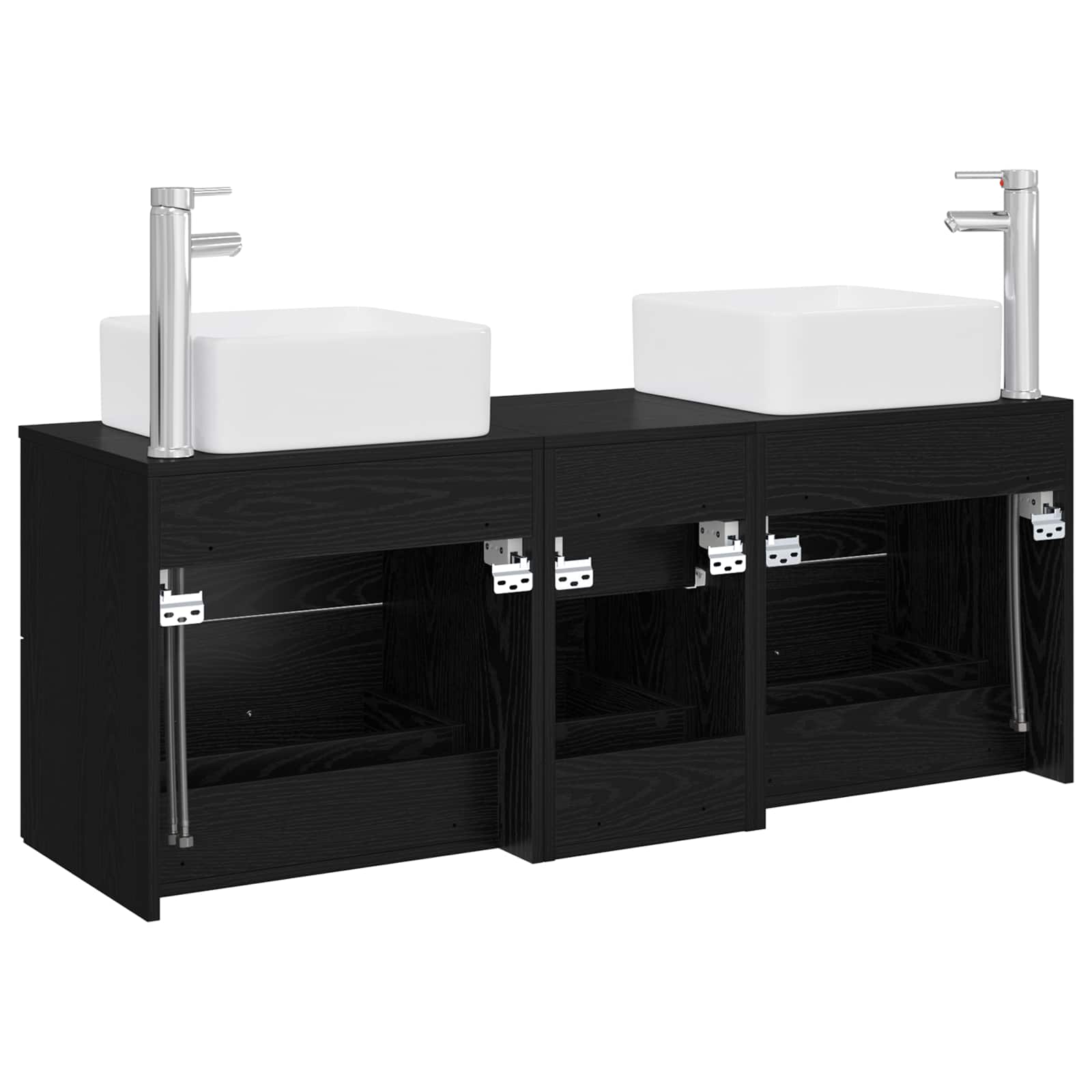 Badkamerkastenset 3 st Zwart 49,5 x 41 x 63 cm Bewerkt hout