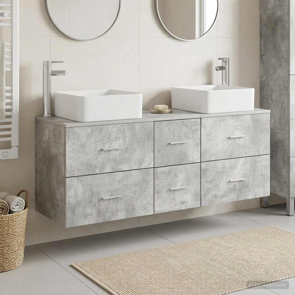 Badkamerkastenset 3 st Betongrijs 49,5 x 41 x 63 cm