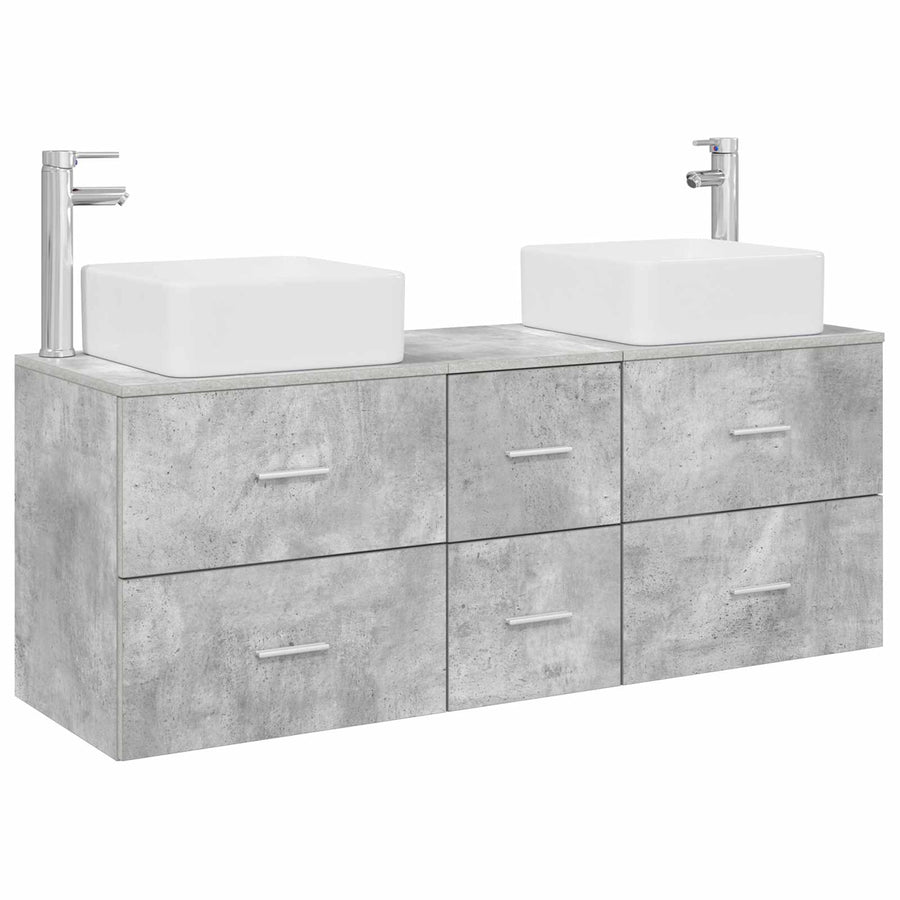 Badkamerkastenset 3 st Betongrijs 49,5 x 41 x 63 cm