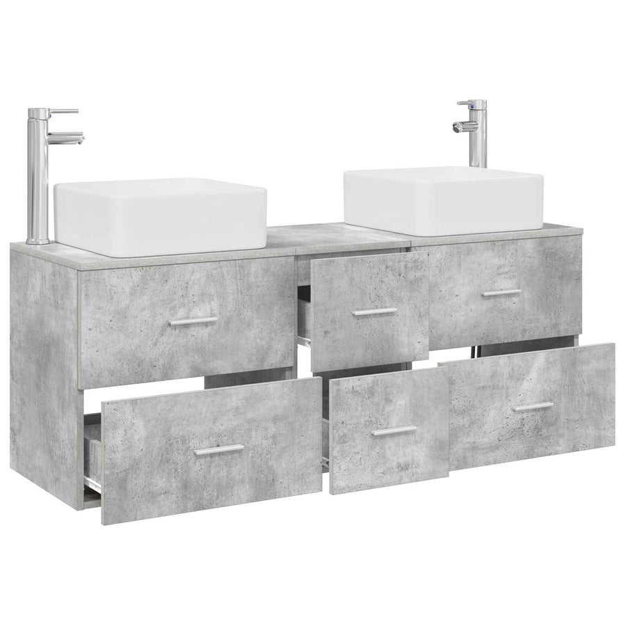Badkamerkastenset 3 st Betongrijs 49,5 x 41 x 63 cm