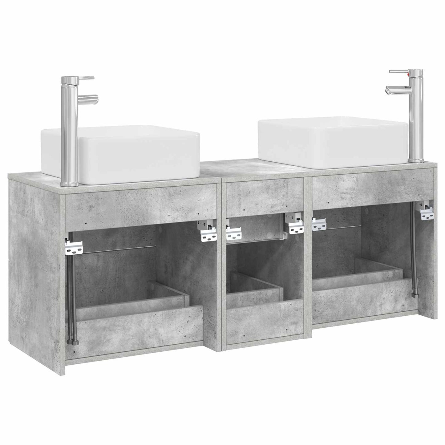 Badkamerkastenset 3 st Betongrijs 49,5 x 41 x 63 cm