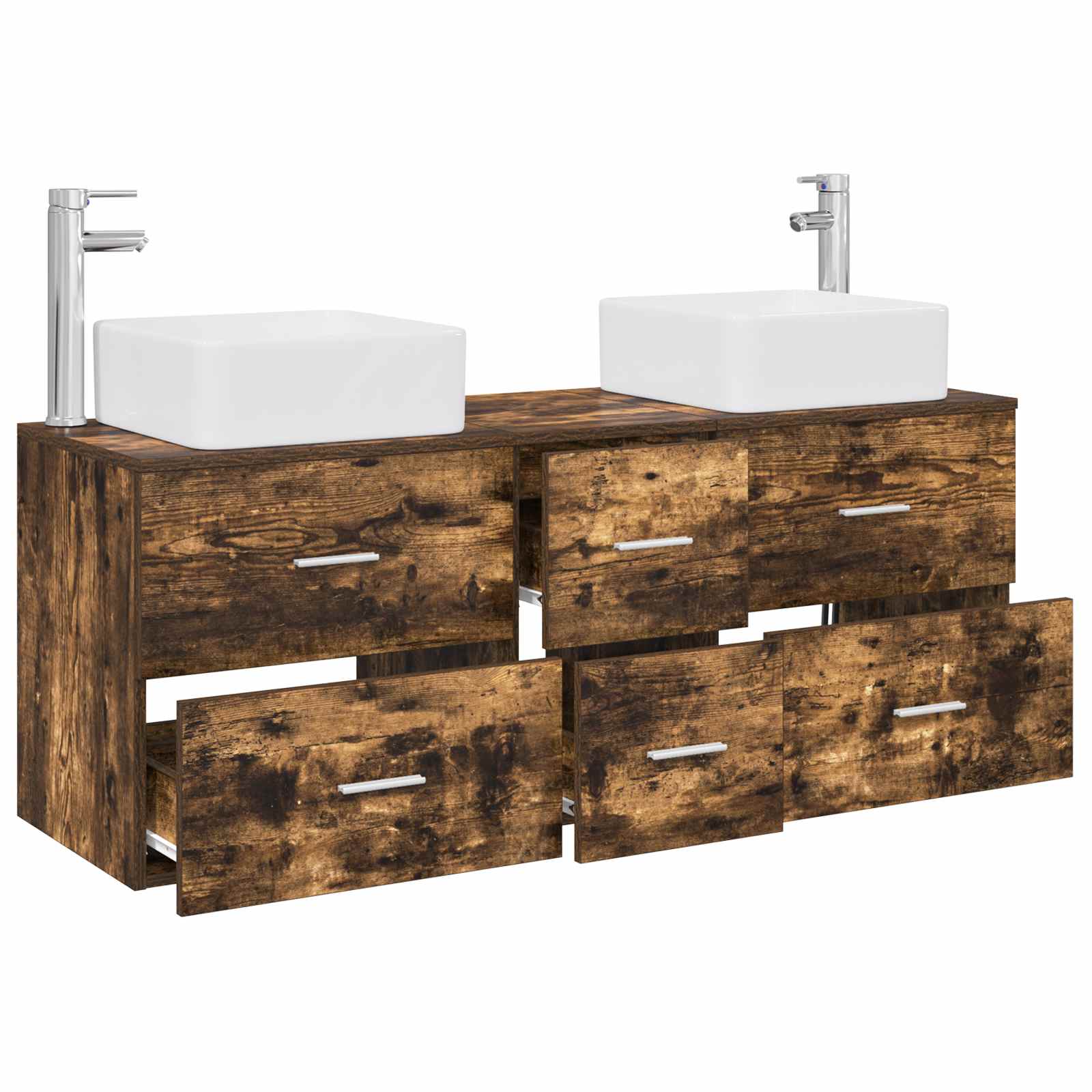 Badkamerkastenset 3 st Gerookt eiken 49,5 x 41 x 63 cm
