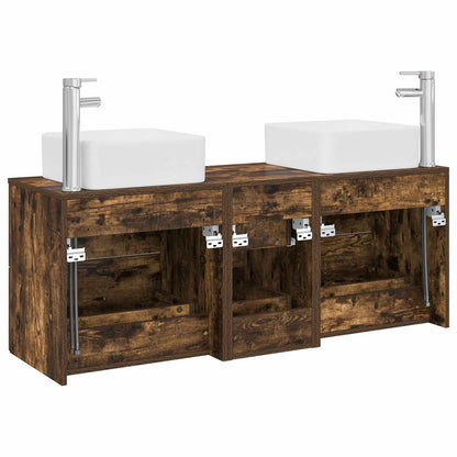 Badkamerkastenset 3 st Gerookt eiken 49,5 x 41 x 63 cm