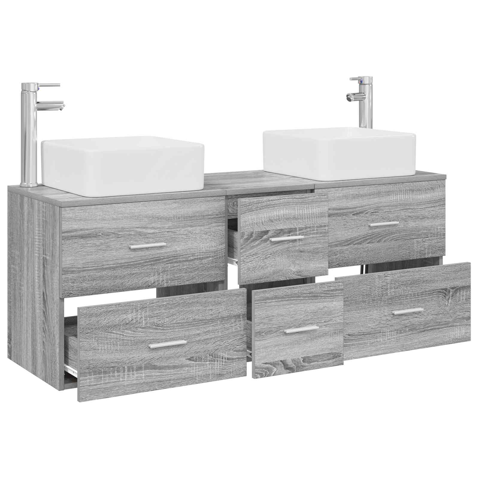 Badkamerkastenset 3 st Grijs Sonoma 49,5 x 41 x 63 cm