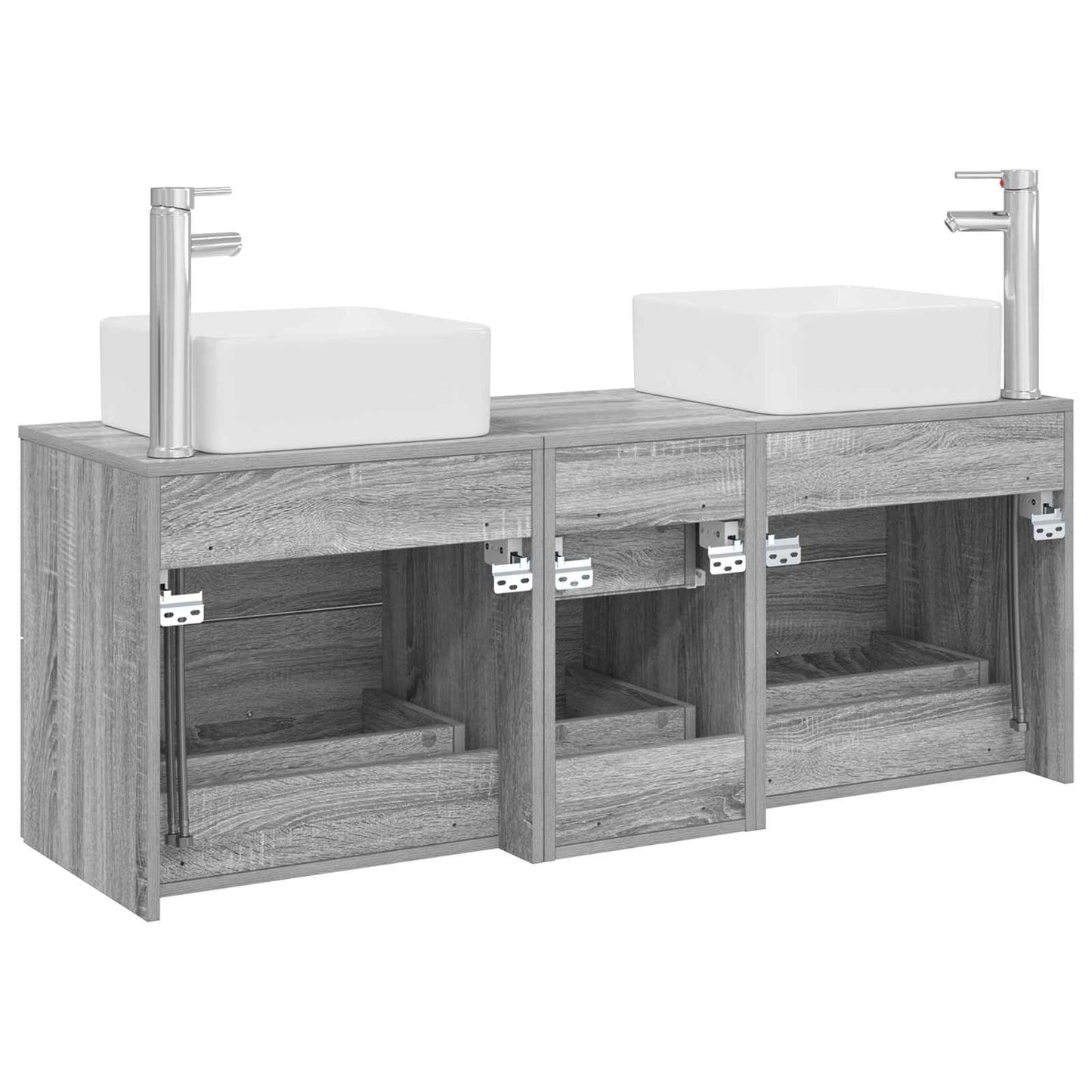 Badkamerkastenset 3 st Grijs Sonoma 49,5 x 41 x 63 cm
