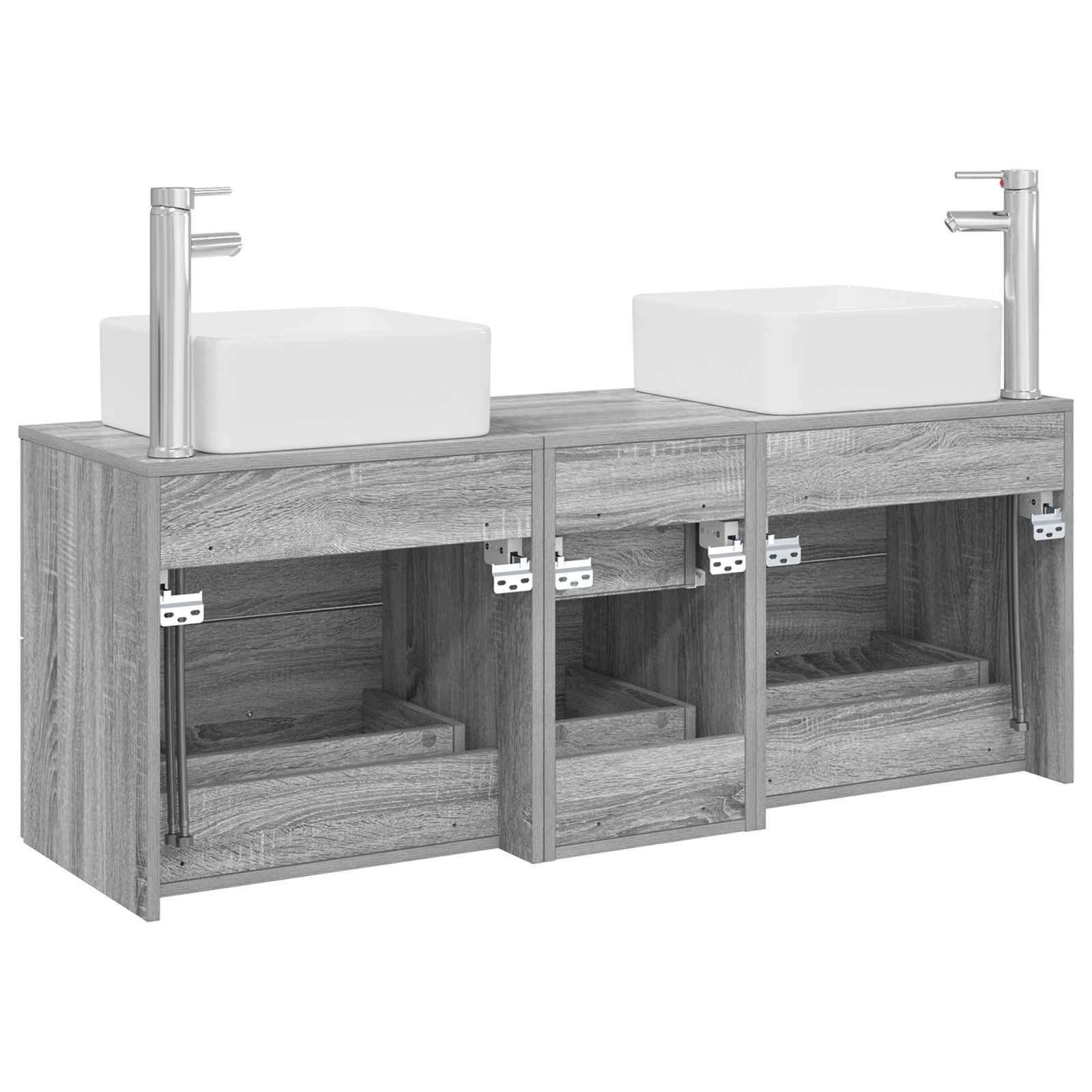 Badkamerkastenset 3 st Grijs Sonoma 49,5 x 41 x 63 cm