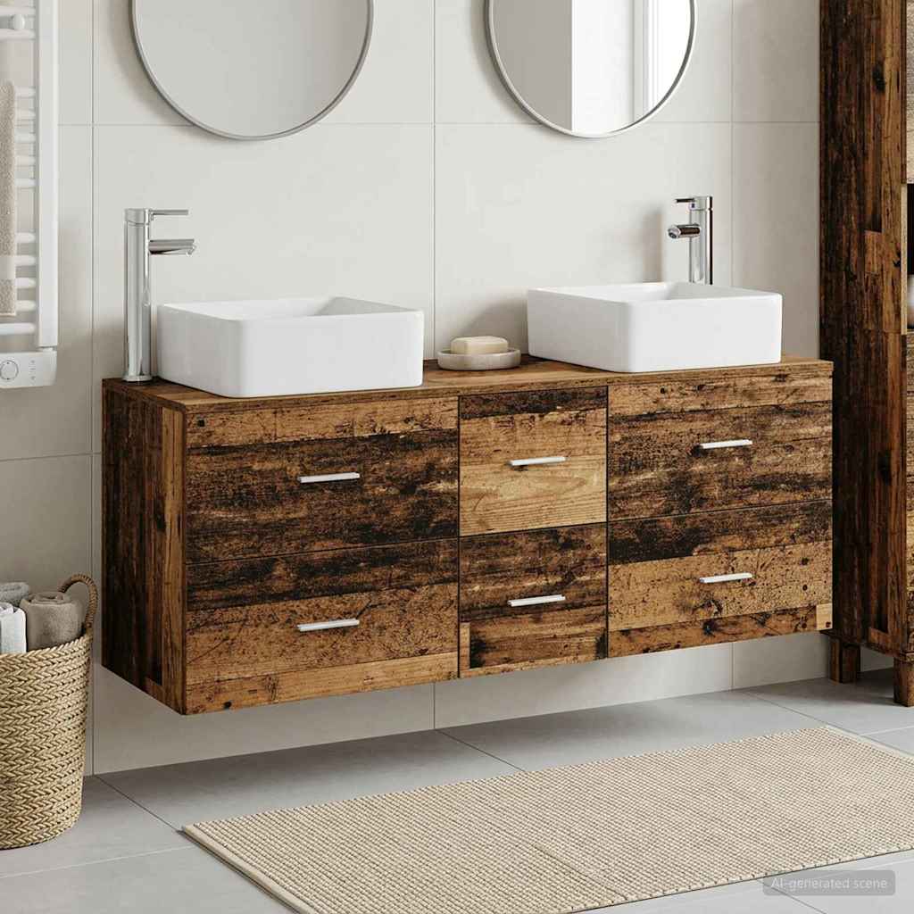 Badkamerkastenset 3 st Oud hout 49,5 x 41 x 63 cm Bewerkt hout