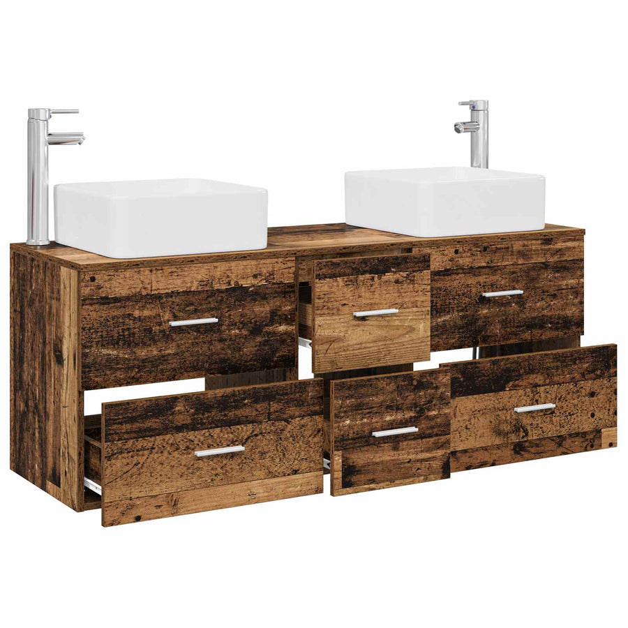 Badkamerkastenset 3 st Oud hout 49,5 x 41 x 63 cm Bewerkt hout
