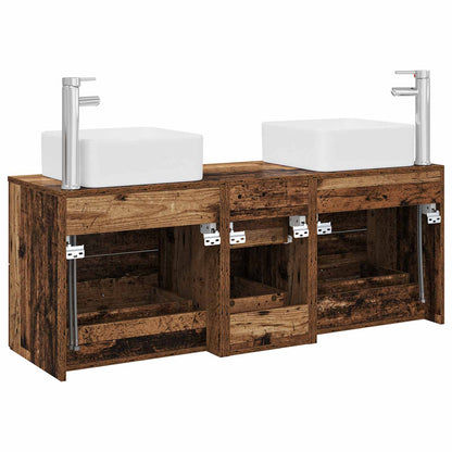 Badkamerkastenset 3 st Oud hout 49,5 x 41 x 63 cm Bewerkt hout