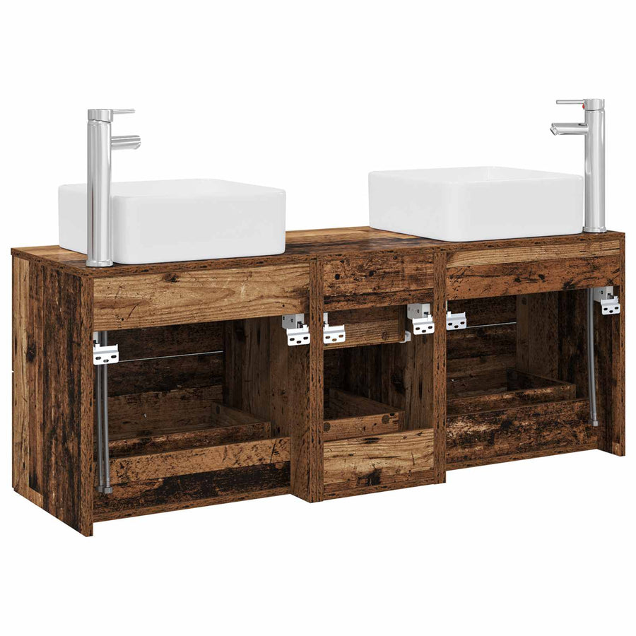 Badkamerkastenset 3 st Oud hout 49,5 x 41 x 63 cm Bewerkt hout