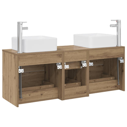 Badkamerkastenset 3 st Artisanaal eiken 49,5 x 41 x 63 cm