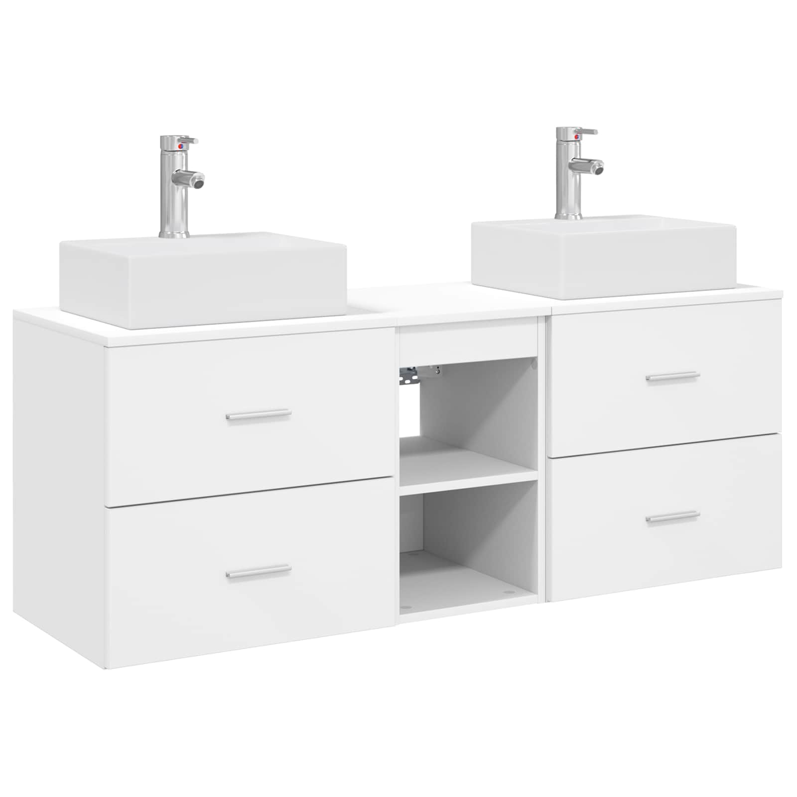 Badkamerkastenset 3 st Wit 49,5 x 41 x 62,5 cm Bewerkt hout