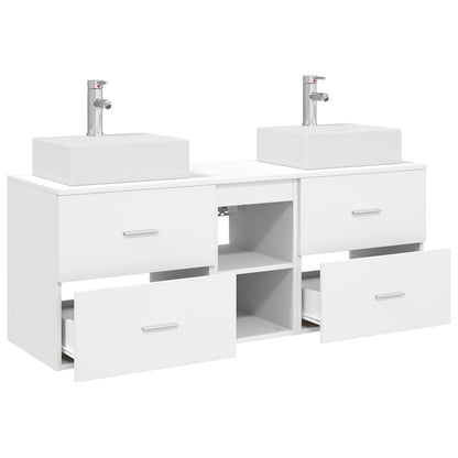 Badkamerkastenset 3 st Wit 49,5 x 41 x 62,5 cm Bewerkt hout