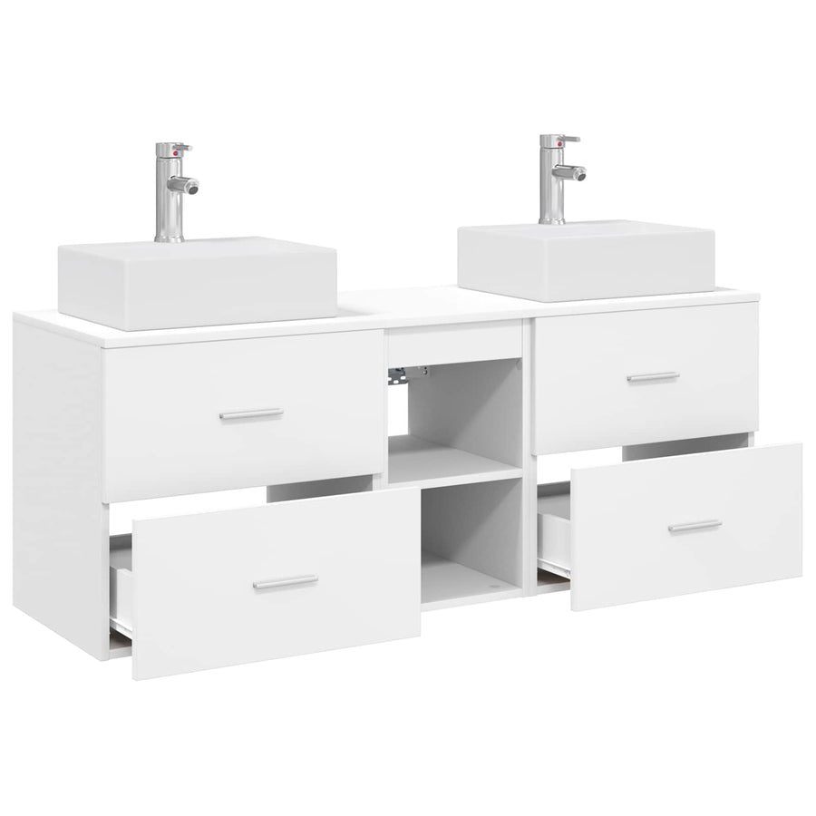 Badkamerkastenset 3 st Wit 49,5 x 41 x 62,5 cm Bewerkt hout