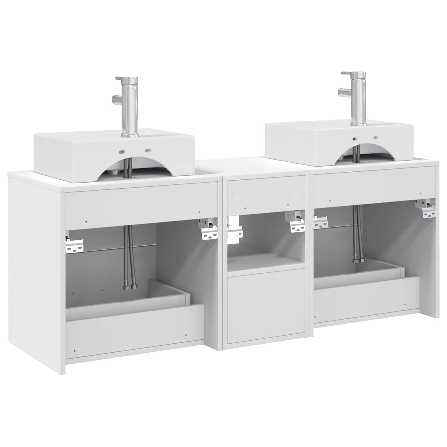 Badkamerkastenset 3 st Wit 49,5 x 41 x 62,5 cm Bewerkt hout