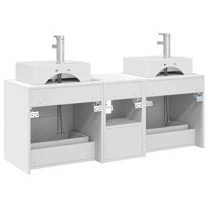 Badkamerkastenset 3 st Wit 49,5 x 41 x 62,5 cm Bewerkt hout