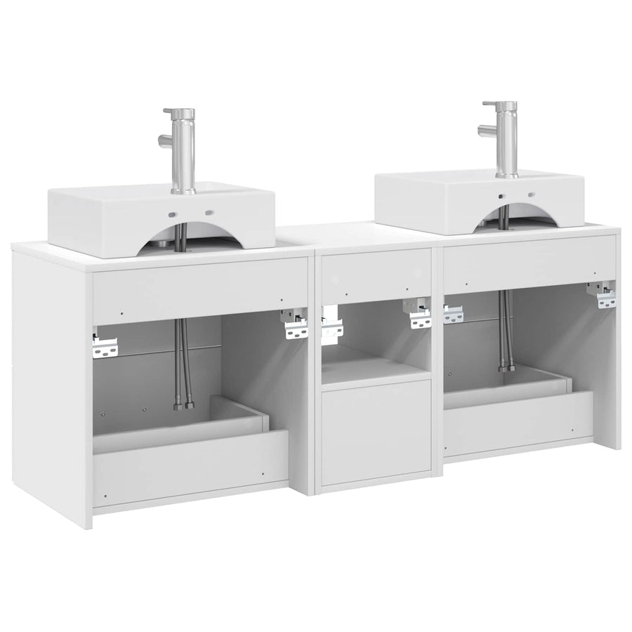 Badkamerkastenset 3 st Wit 49,5 x 41 x 62,5 cm Bewerkt hout