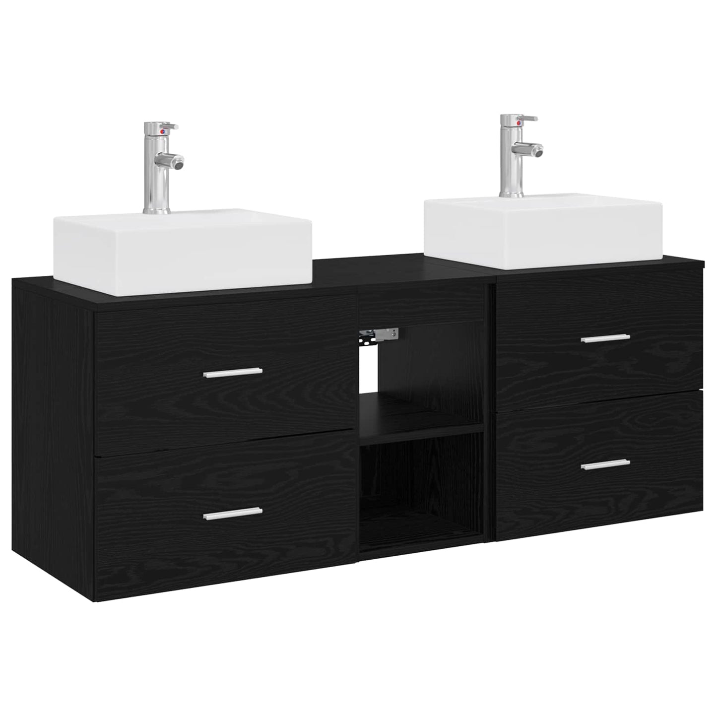 Badkamerkastenset 3 st Zwart 49,5 x 41 x 62,5 cm Bewerkt hout