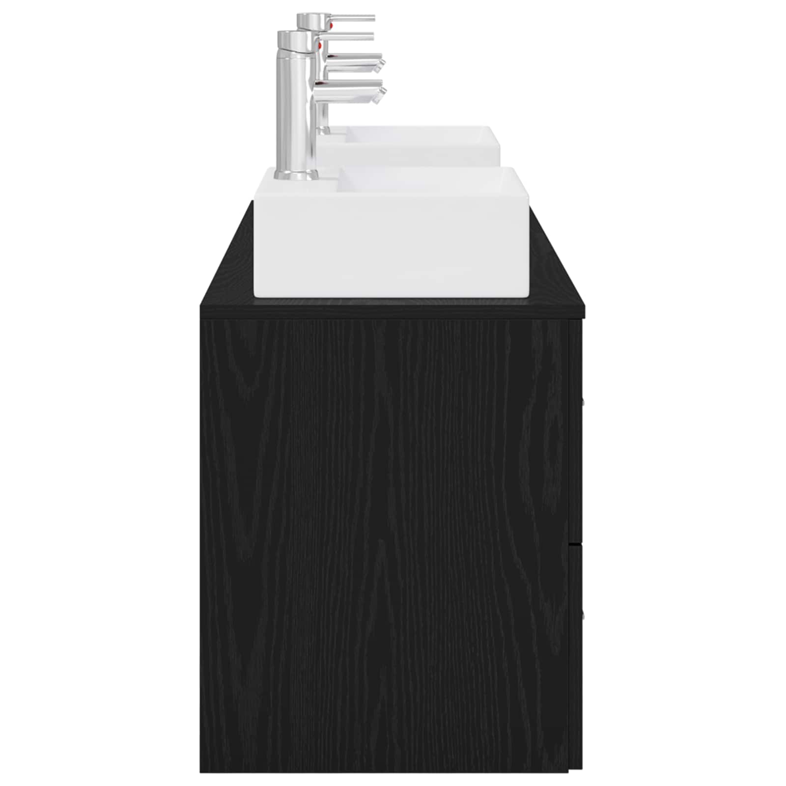 Badkamerkastenset 3 st Zwart 49,5 x 41 x 62,5 cm Bewerkt hout