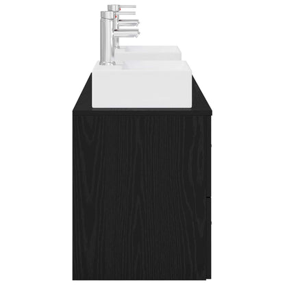 Badkamerkastenset 3 st Zwart 49,5 x 41 x 62,5 cm Bewerkt hout