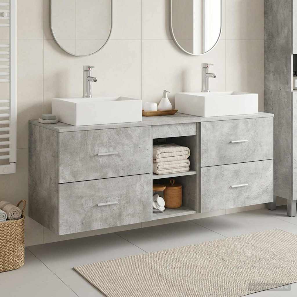 Badkamerkastenset 3 st Betongrijs 49,5 x 41 x 62,5 cm